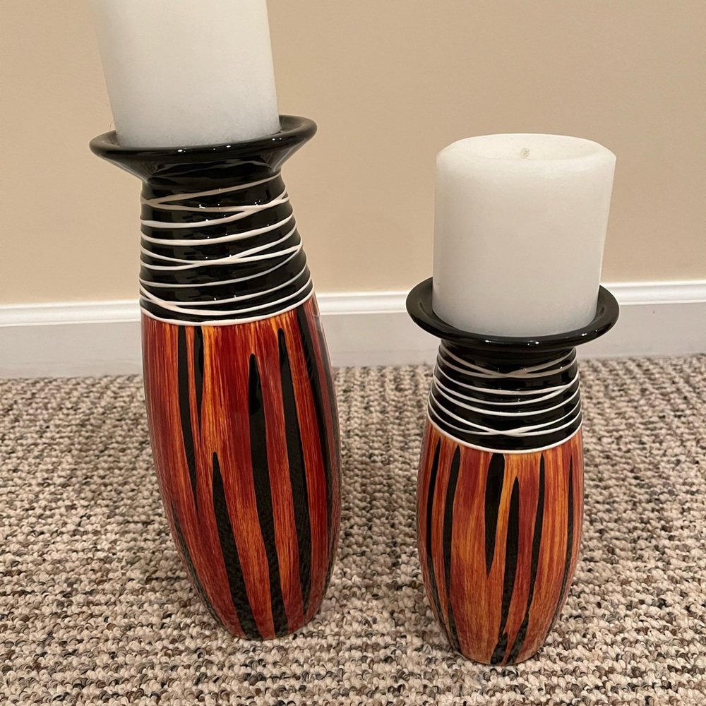 2 ceramic candle holders